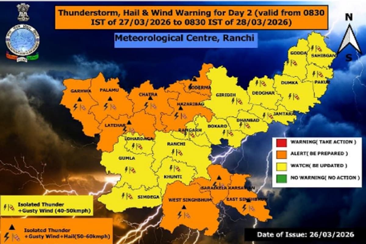 झारखंड की रामनवमी में विलेन बन सकती है बारिश, कई जिलों के लिए येलो अलर्ट जारी