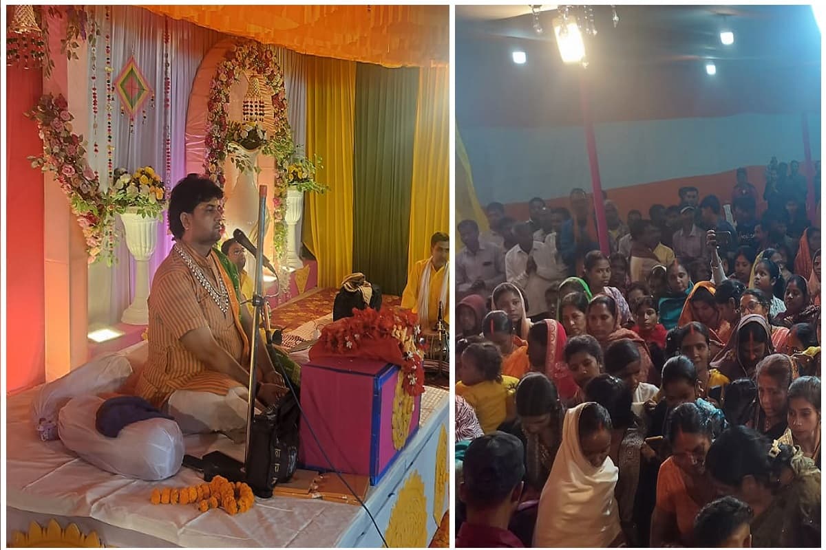 जोन्हा में रामकथा के पांचवें दिन भगवान का जन्मोत्सव प्रसंग सुन भावुक हुए श्रोता, बांटी गईं मिठाइयां