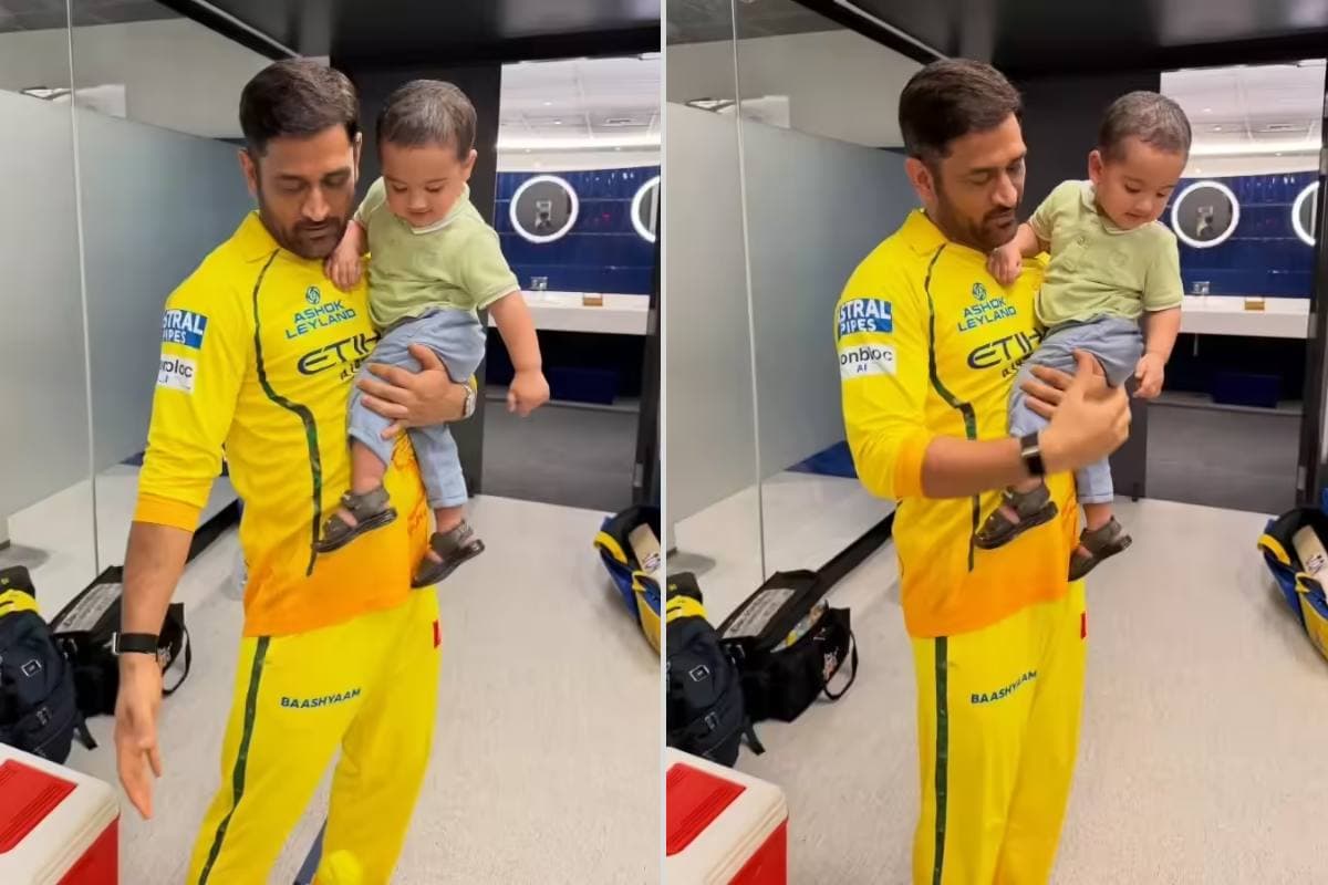 CSK के कैंप में धोनी की मस्ती, सरफराज के बेटे पर लुटाया प्यार, वीडियो वायरल