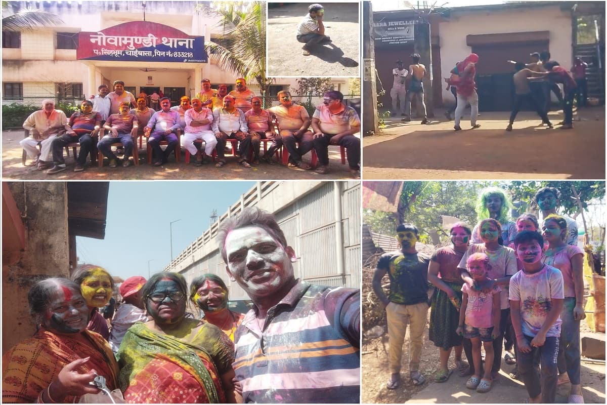 नोवामुंडी में कपड़ाफाड़ होली की धूम, बाजार चौक रंगों से सराबोर
