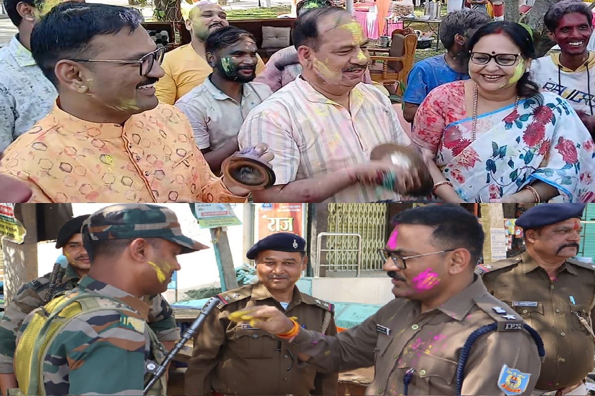 सिमडेगा एसपी ने घूम-घूमकर पुलिस जवानों संग खेली होली, डीसी के घर पर कीर्तन