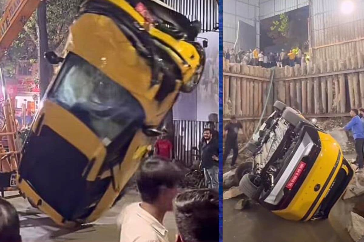 Viral Video: 20 फीट गड्ढे में गिरी टाटा सिएरा SUV, सभी यात्री सुरक्षित