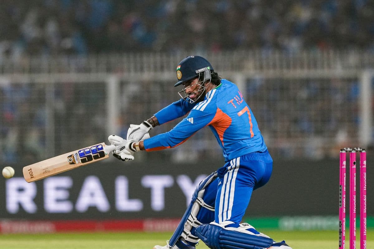 Tilak Varma plays shot Tilak Varma plays shot
