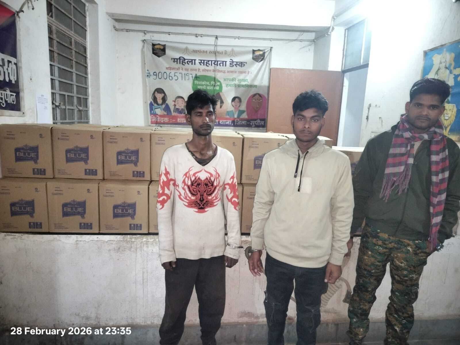 377 लीटर विदेशी शराब के साथ दो तस्कर गिरफ्तार