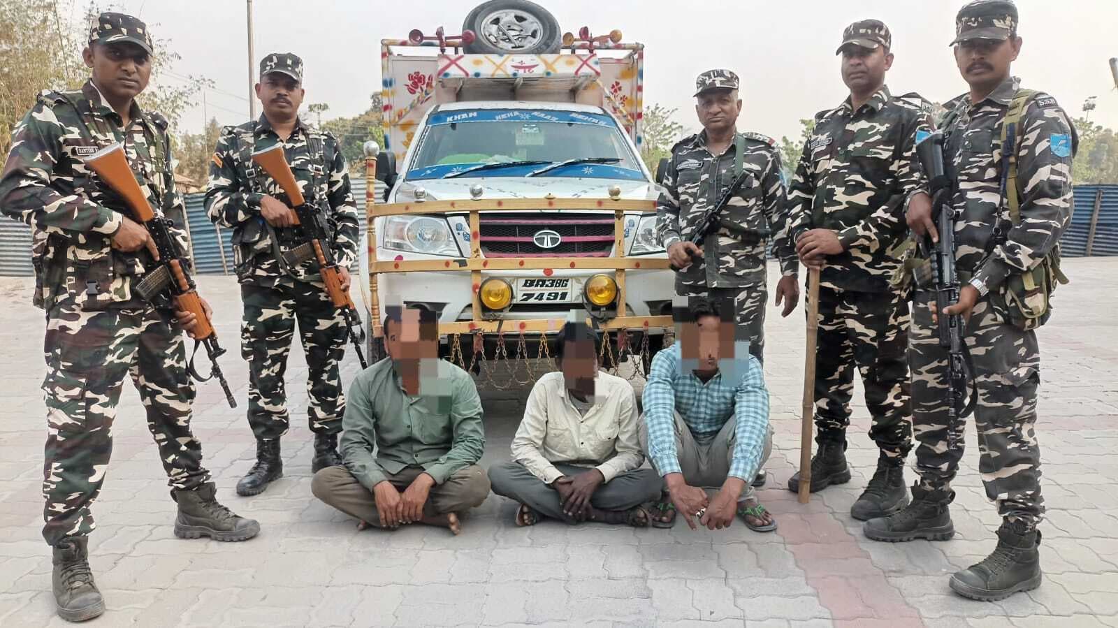 मवेशी तस्करी का प्रयास विफल, 9 मवेशी व टाटा पिकअप जब्त, तीन गिरफ्तार
