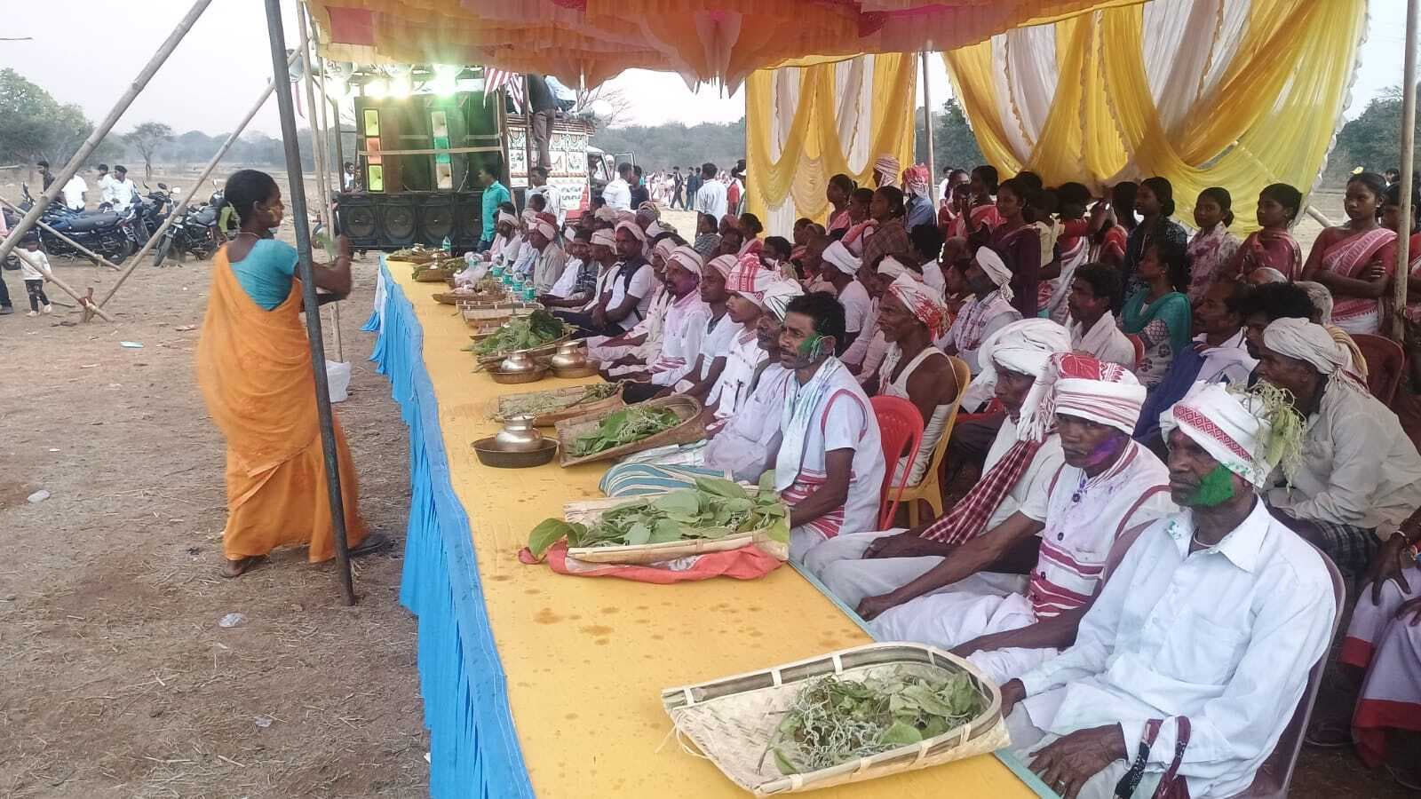 प्रखंड स्तरीय सरहुल मिलन समारोह में जुटे ग्रामीण