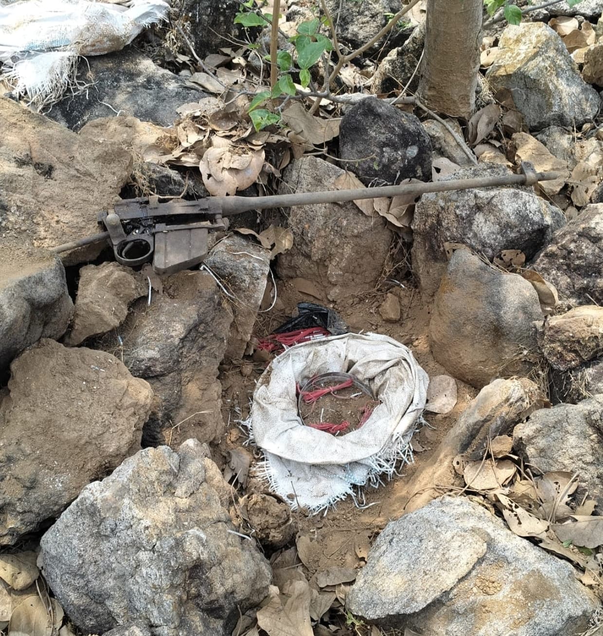 चरकापत्थर के बाराटांड जंगल से विस्फोटक व हथियार बरामद