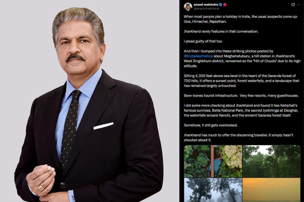 आनंद महिंद्रा ने झारखंड की छिपी खूबसूरती पर किया पोस्ट, ‘बादलों की पहाड़ी’ को बताया खास