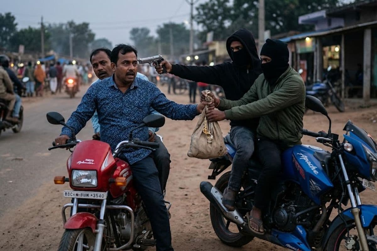 दुमका में व्यवसायी से 9.50 लाख रुपये के आभूषणों की लूट, अपराधियों ने कनपटी पर पिस्तौल सटा दिया घटना को अंजाम दुमका में व्यवसायी से 9.50 लाख रुपये के आभूषणों की लूट, अपराधियों ने कनपटी पर पिस्तौल सटा दिया घटना को अंजाम