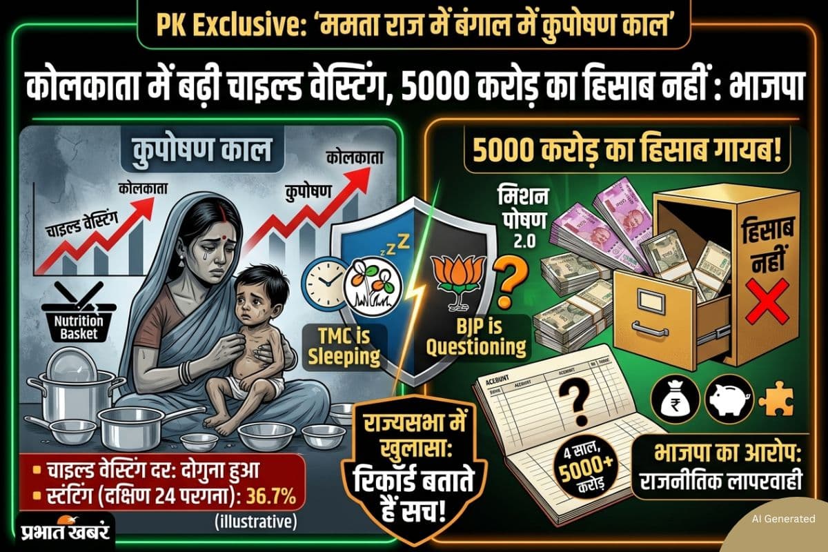 ममता राज में बंगाल में कुपोषण काल, कोलकाता में बढ़ी चाइल्ड वेस्टिंग, 5000 करोड़ का हिसाब नहीं : भाजपा