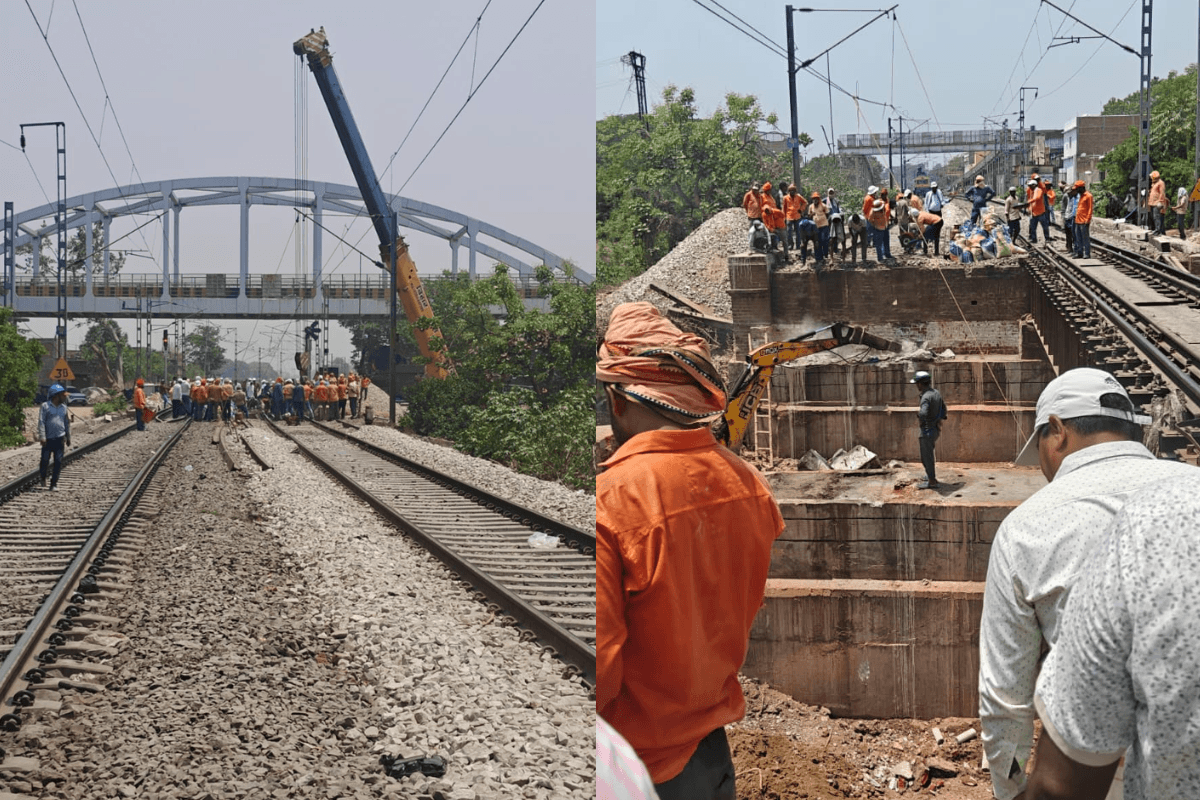 बक्सर में रेलवे पुल का पुनर्स्थापन कार्य तेज, मेगा ब्लॉक पर चल रहा काम