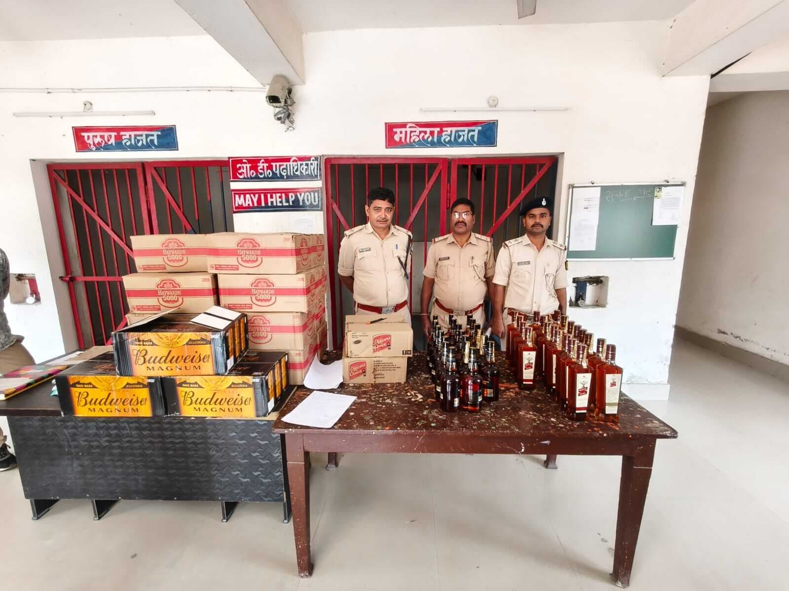 कार से 264 लीटर विदेशी शराब जब्त, एक तस्कर गिरफ्तार