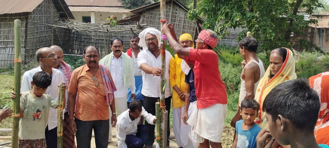 शिव मंदिर निर्माण को लेकर किया भूमि पूजन