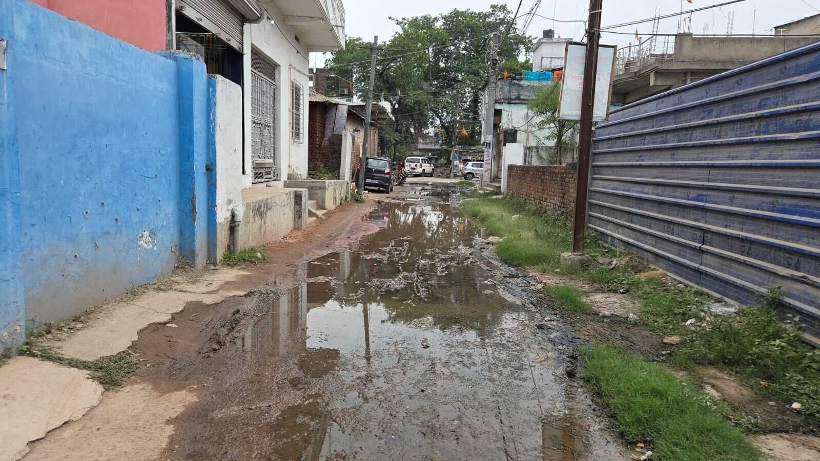 नाले का पानी सड़क पर बहने से मोहल्ले के लोग परेशान, जिम्मेदार मौन