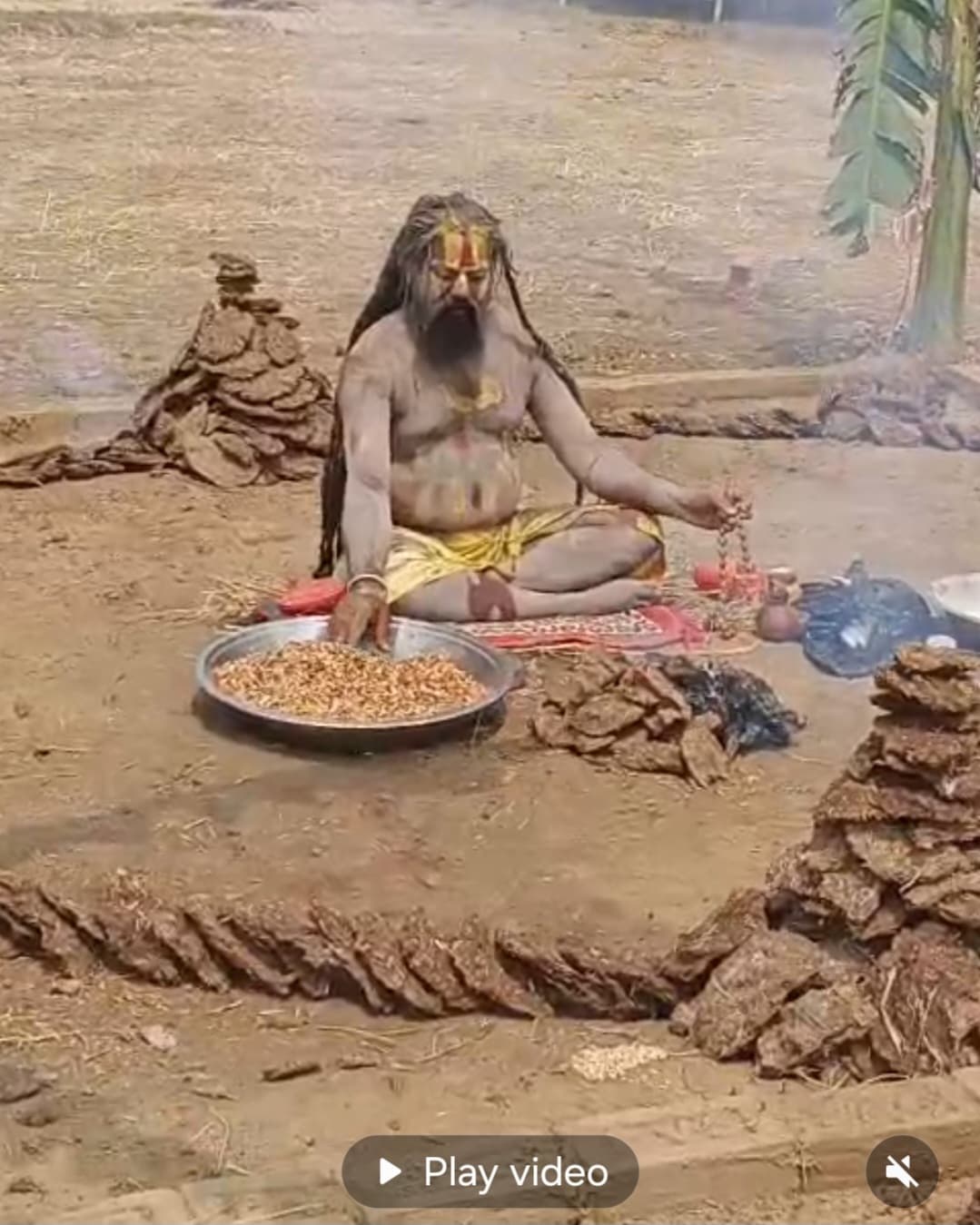 खजूरी डीह में महायज्ञ की तैयारी, नागा बाबा हठयोग साधना में लीन