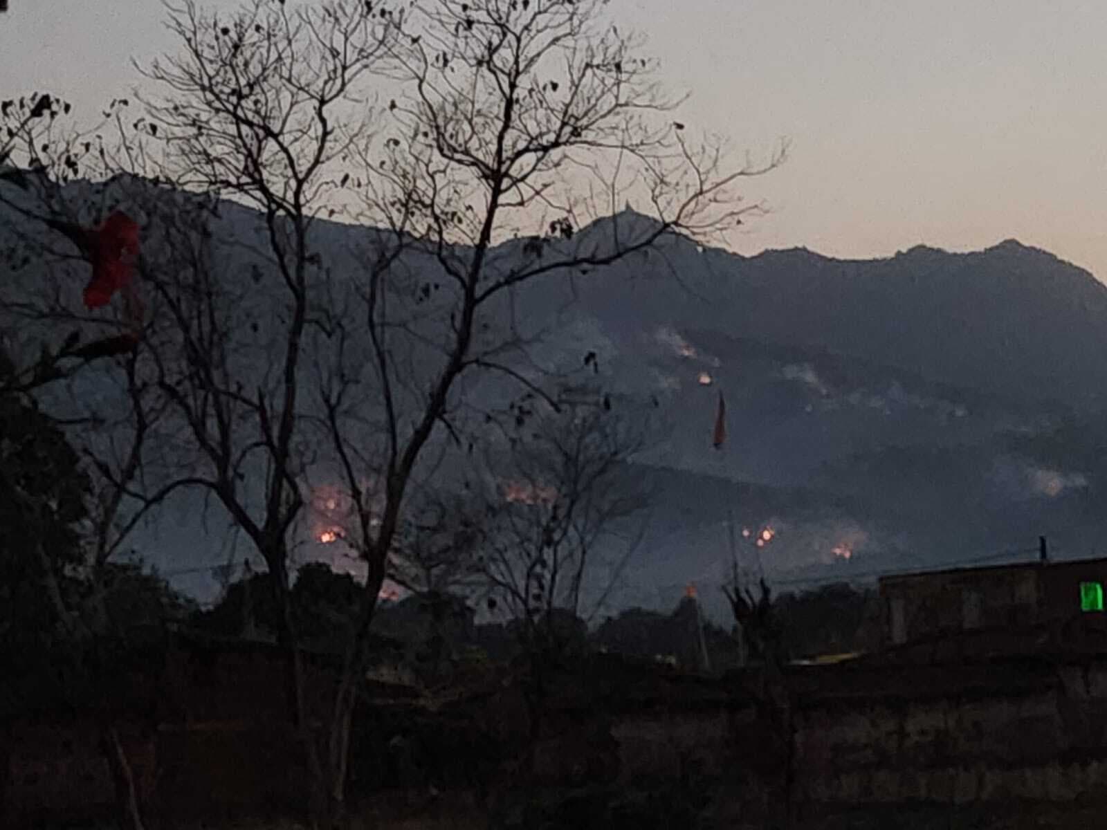 Giridih News :पारसनाथ पर्वत पर एक बार फिर भीषण आग लगी