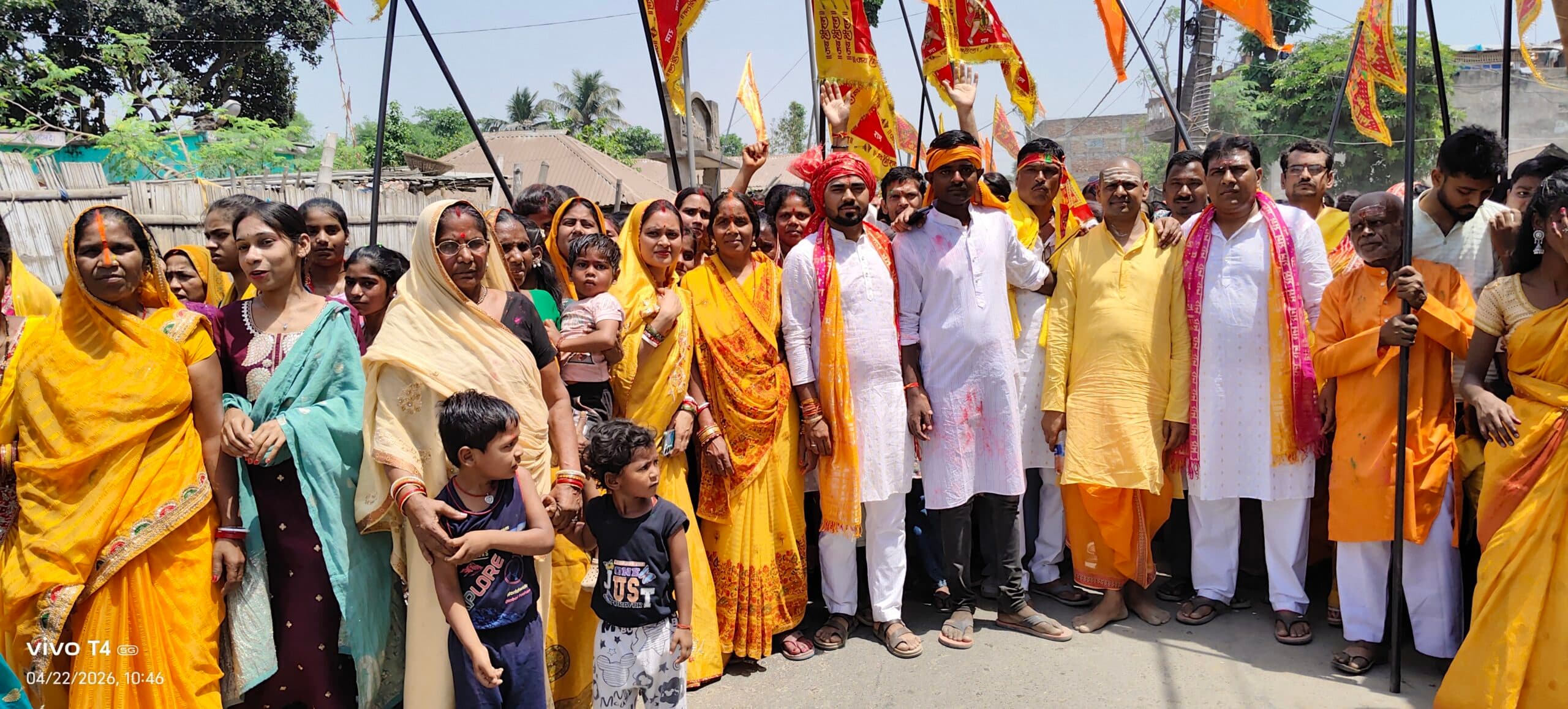 सुदामानगर में महावीर मंदिर प्राण प्रतिष्ठा के दूसरे दिन निकली भव्य शोभायात्रा