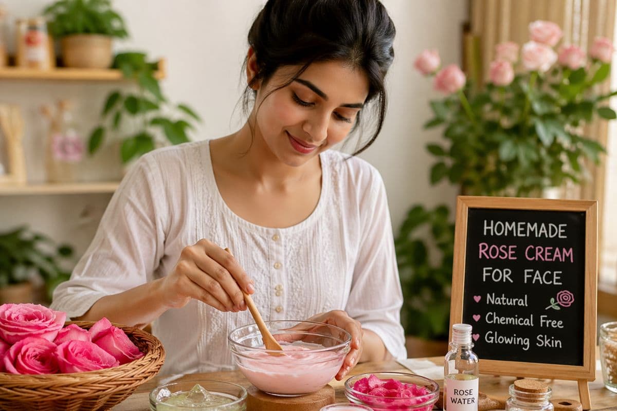 घर बैठे चाहिए गुलाब जैसी निखरी त्वचा, तो आसान स्टेप्स के साथ बनाइए क्रीम  
