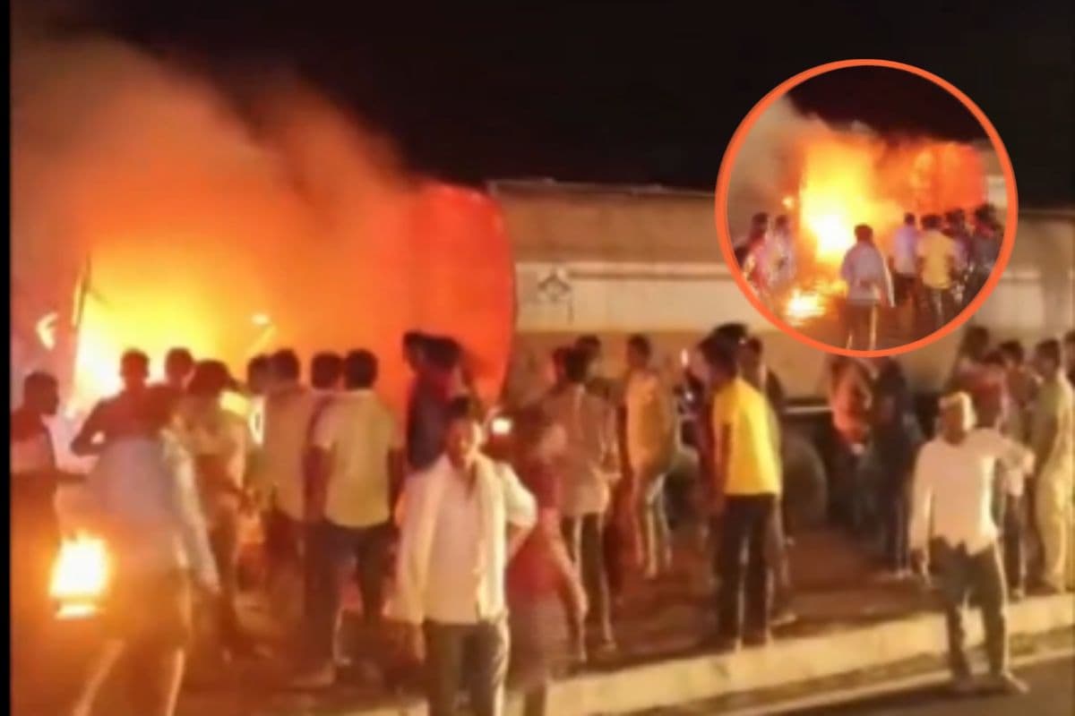 Video : टैंकर से टक्कर के बाद आग का गोला बन गई बस, चार यात्री जिंदा जले