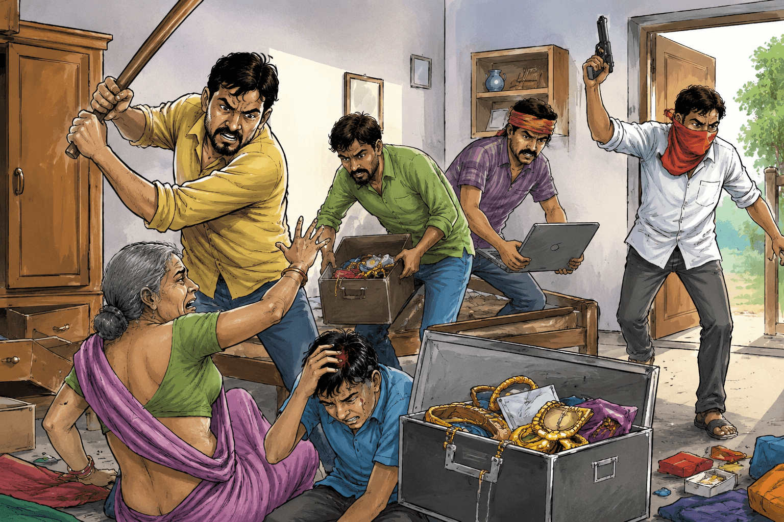 खगड़िया में दिनदहाड़े घर में घुसे बदमाश, बुजुर्ग महिला से मारपीट कर लूटे जेवर और कैश