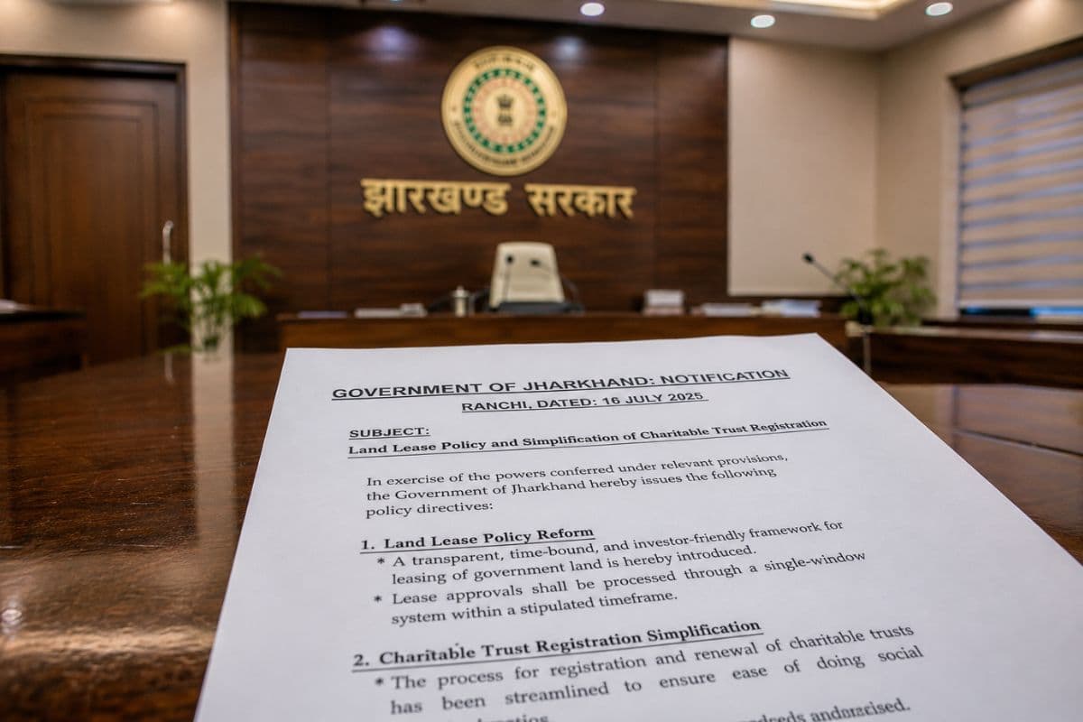 झारखंड में चैरिटेबल संस्थानों को जमीन आवंटन के नियम सख्त, 3 साल पुराना रजिस्ट्रेशन अनिवार्य