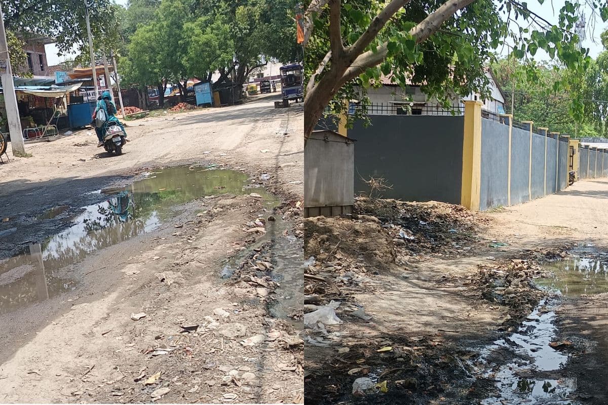 दुर्गावती सीएचसी के मुख्य द्वार पर गंदे पानी का जमाव, मरीजों को हो रही परेशानी
