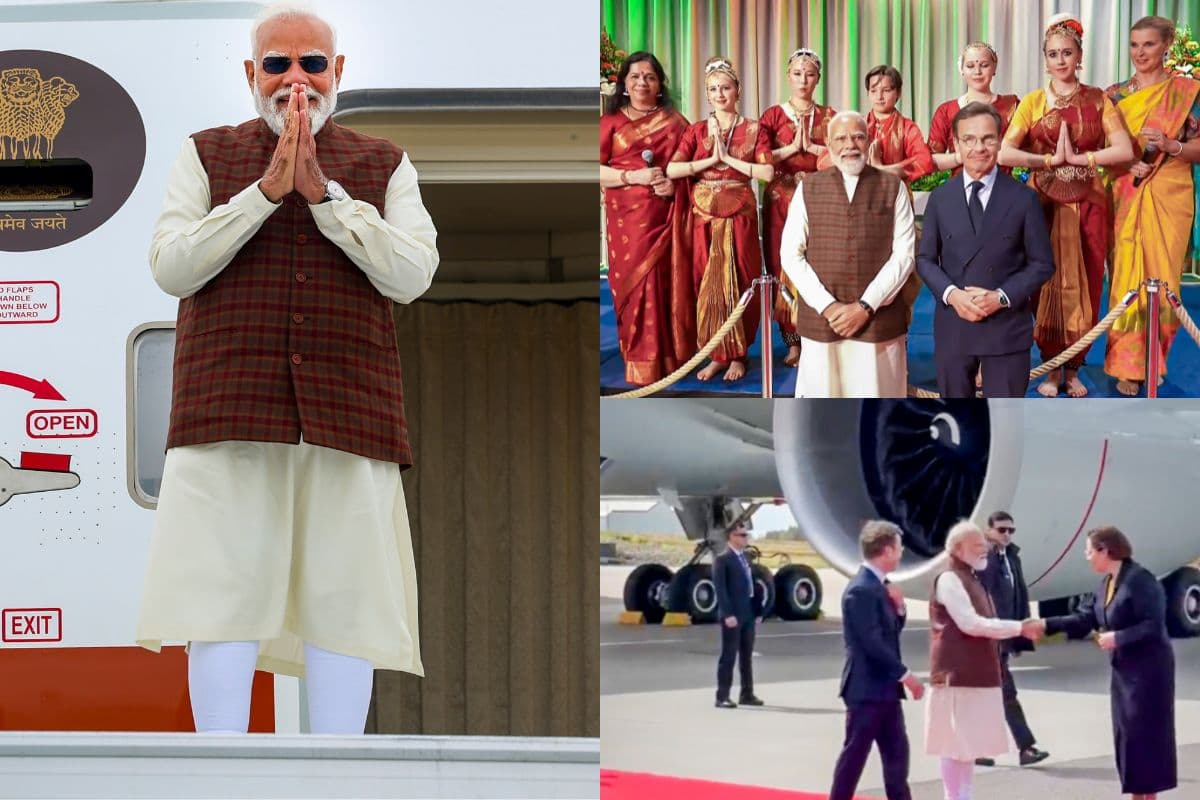 आरती की थाली और भारतीय वेशभूषा, स्वीडन पहुंचने पर पीएम मोदी का बंगाली रीति से हुआ स्वागत, Video