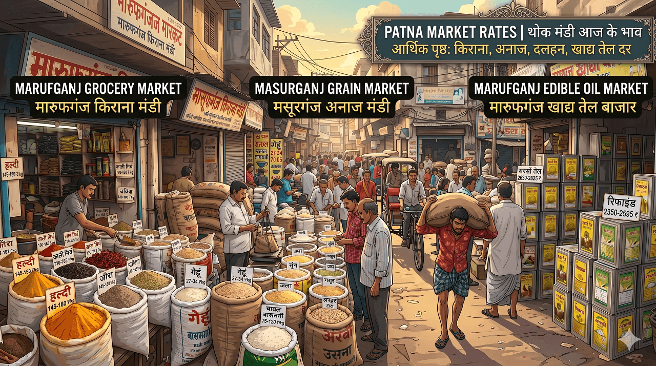 Patna बाजार भाव: जानिए आज के Wholesale Market Rates (किराना, अनाज और खाद्य तेल)