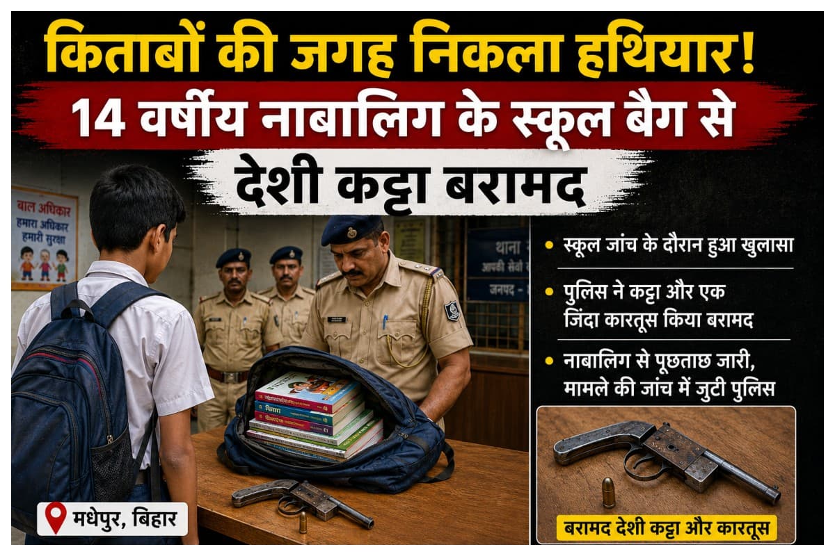Madhubani News: किताबों की जगह निकला हथियार! 14 वर्षीय नाबालिग के स्कूल बैग से देशी कट्टा बरामद