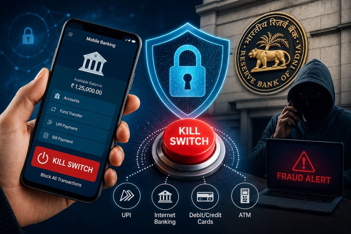 RBI का नया Kill Switch फीचर क्या है? डिजिटल अरेस्ट और बैंकिंग फ्रॉड से बचाने की तैयारी