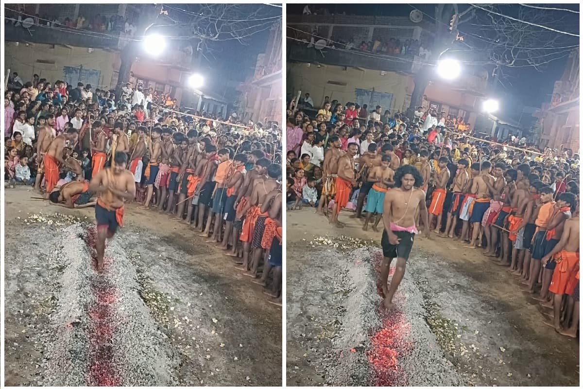 पिठोरिया में धूमधाम से की गई मंडा पूजा, दहकते अंगारों पर नंगे पैर चले शिवभक्त