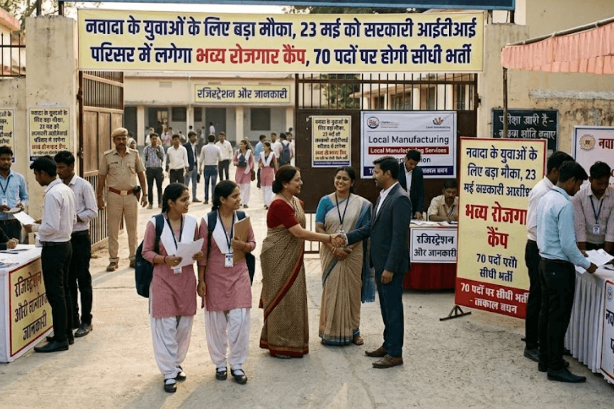 नवादा के युवाओं के लिए बड़ा मौका, 23 मई को सरकारी आईटीआई परिसर में लगेगा भव्य रोजगार कैंप, 70 पदों पर होगी सीधी भर्ती