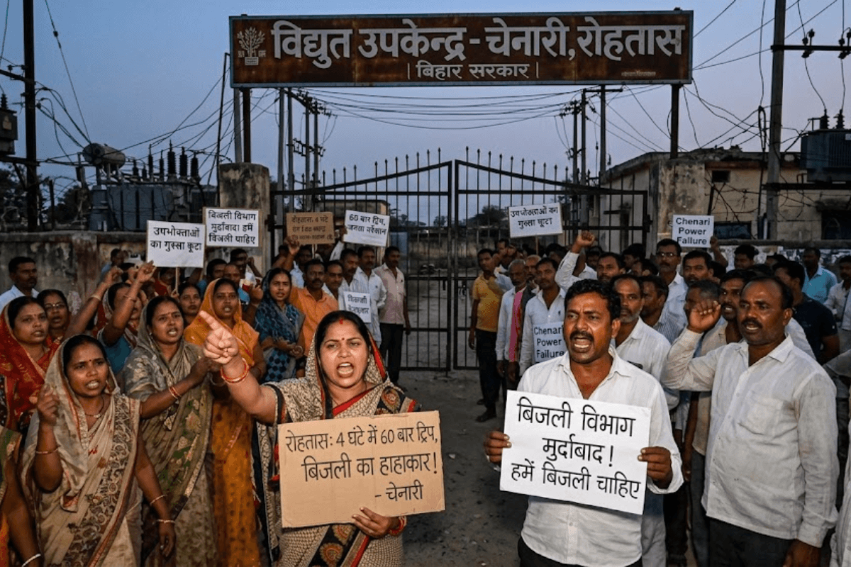 रोहतास के चेनारी में बिजली का हाहाकार, 4 घंटे में 60 बार ट्रिप हुई लाइट, फूटा उपभोक्ताओं का गुस्सा