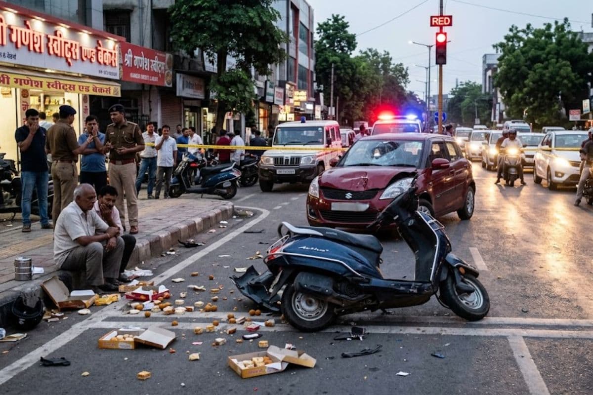 पटना में रेड सिग्नल पर खड़ी बाइक को कार ने मारी टक्कर, मिठाई दुकान कर्मी की मौत