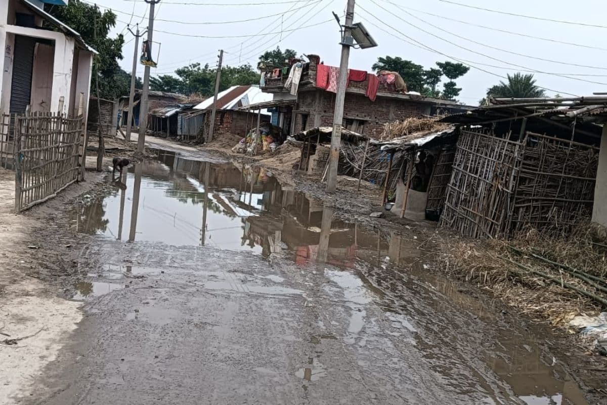 पलासी में बारिश ने खोली सड़कों की पोल, गड्ढों में जलजमाव से लोग हो रहे हादसों के शिकार, नाला न होने से महामारी का खतरा