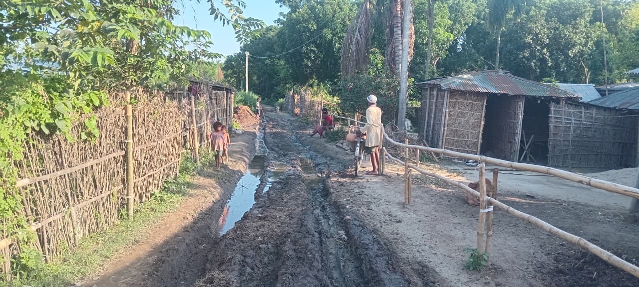 कीचड़मय सड़क पर ग्रामीणों का अनोखा विरोध, धान रोपकर जताई नाराजगी