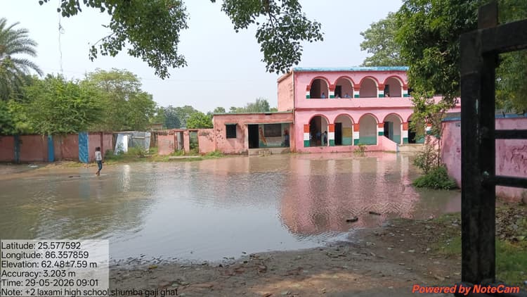 खगड़िया में जलजमाव से तालाब बना स्कूल परिसर, गंदे पानी के बीच पढ़ाई को मजबूर छात्र