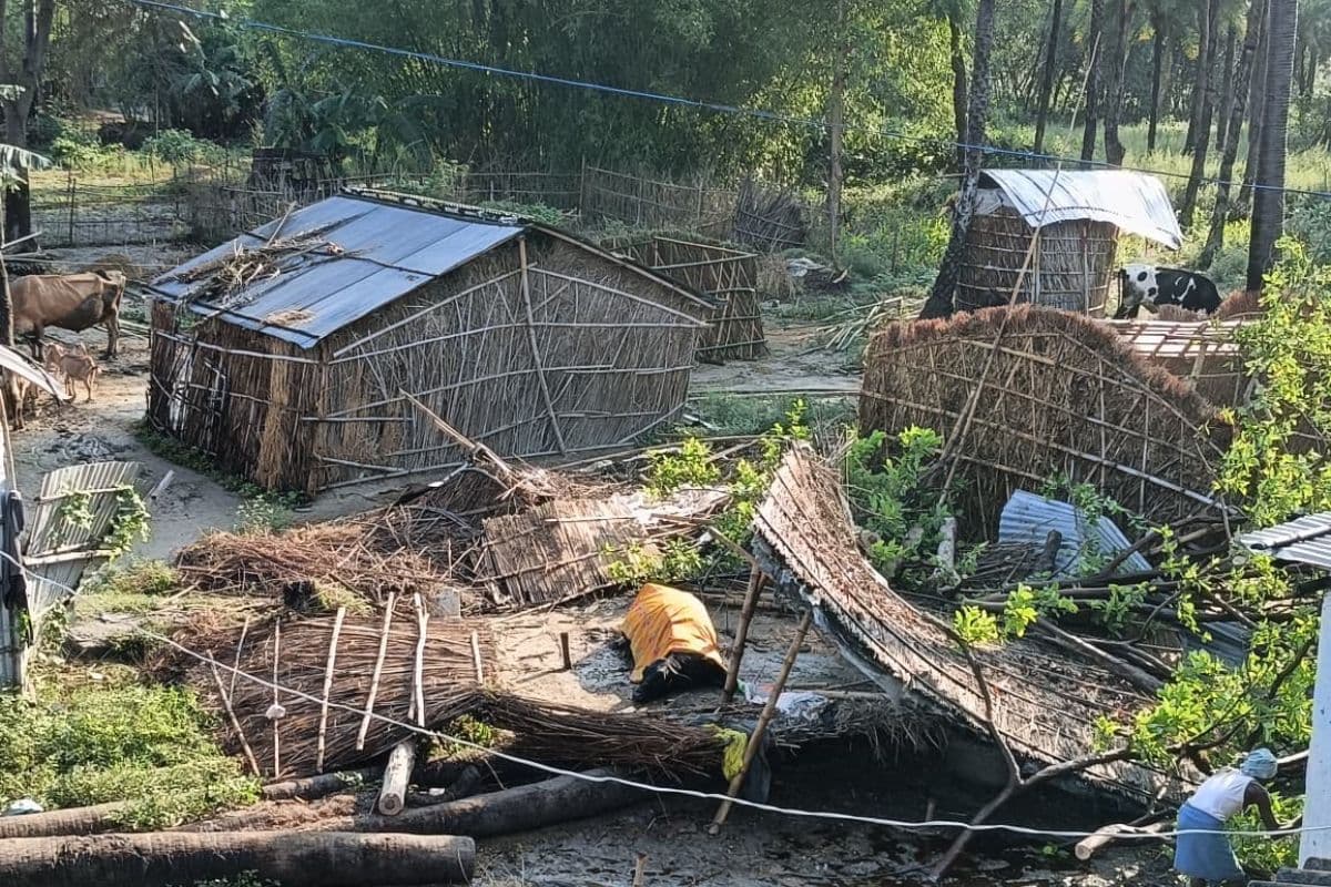 बेगूसराय में तूफान ने मचाया कहर, घर गिरा बेजुबान की गई जान