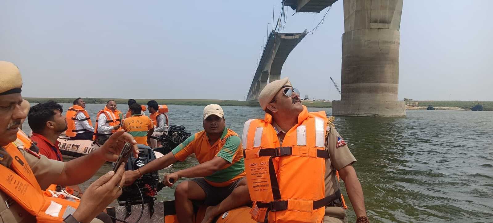 BHAGALPUR विक्रमशिला सेतु ध्वस्त होने के बाद बीआरओ अधिकारियों ने किया निरीक्षण