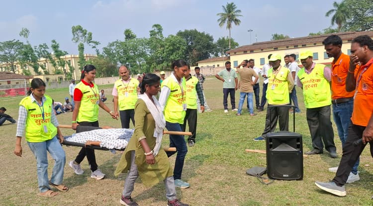 नागरिक सुरक्षा को ले पूर्णिया में सिविल डिफेंस ने किया मॉकड्रिल, बताए तरीके