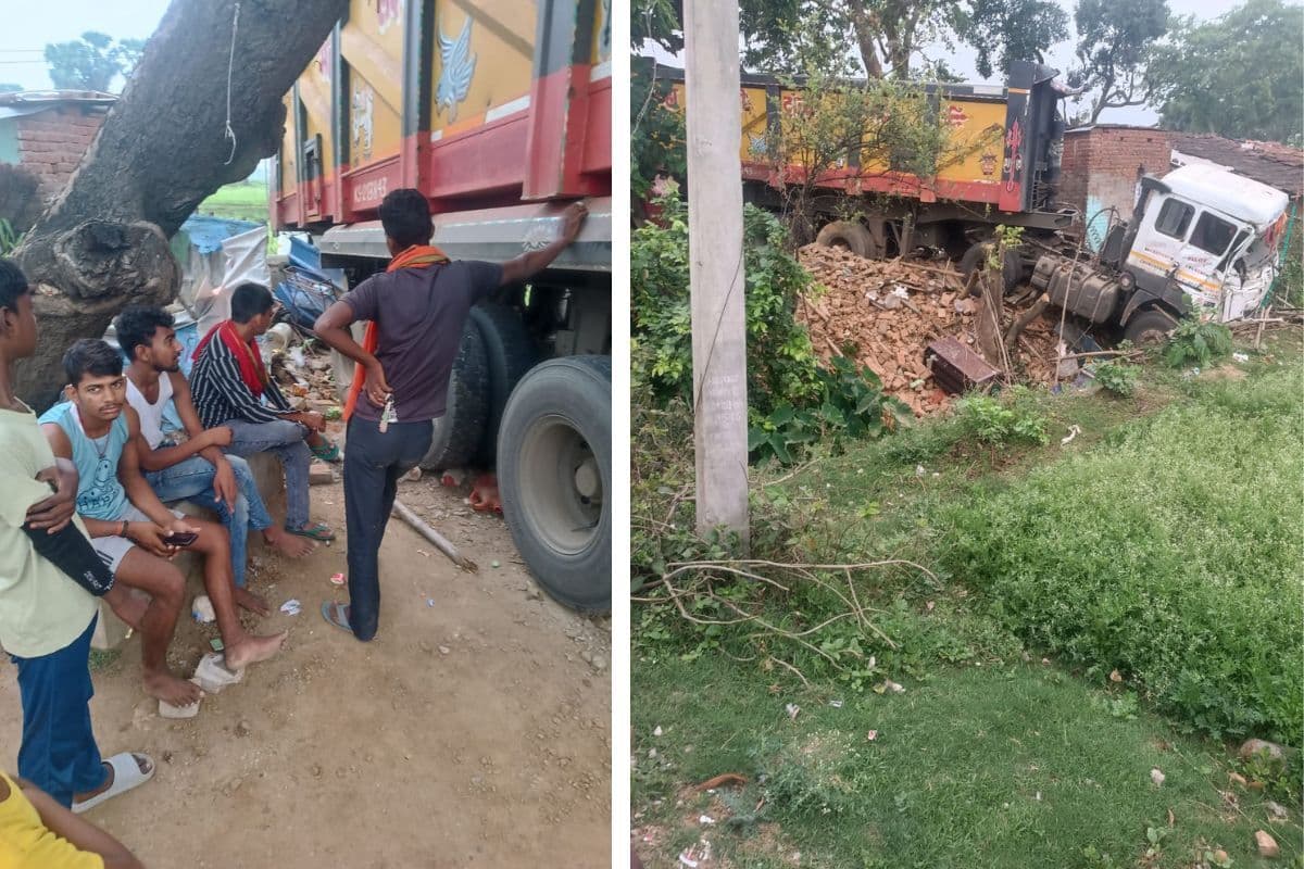 बांका के बाराहाट में तेज रफ्तार हाइवा झोपड़ी में घुसा, परिवार ने भागकर बचायी जान