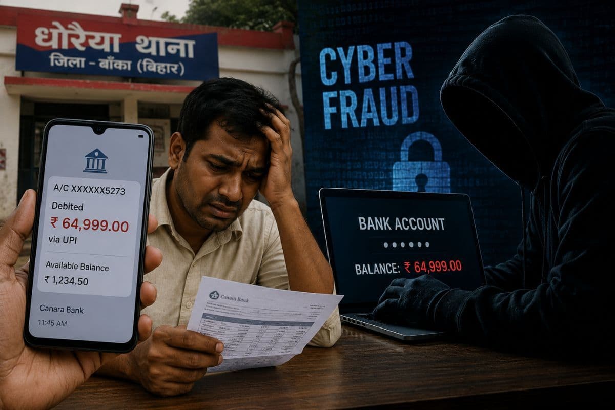 बिना कॉल और OTP के खाते से उड़े 64,999 रुपये, धोरैया का युवक साइबर ठगी का शिकार
