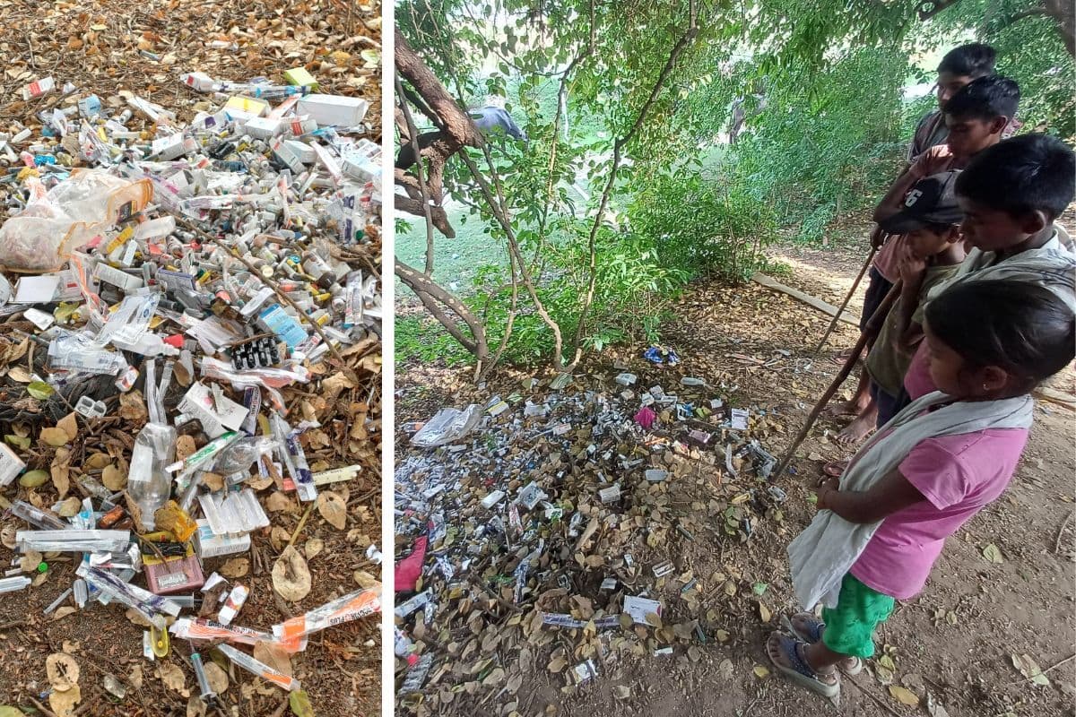बौंसी के निकेश्वरनाथ मंदिर के पास फेंकी गये इस्तेमाल की सूई व इंजेक्शन