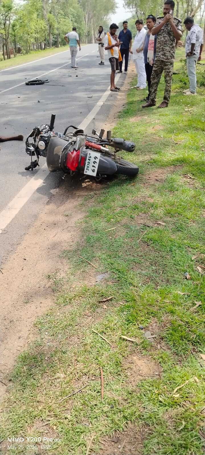 ट्रक के धक्के से बाइक सवार की मौत, चालक फरार