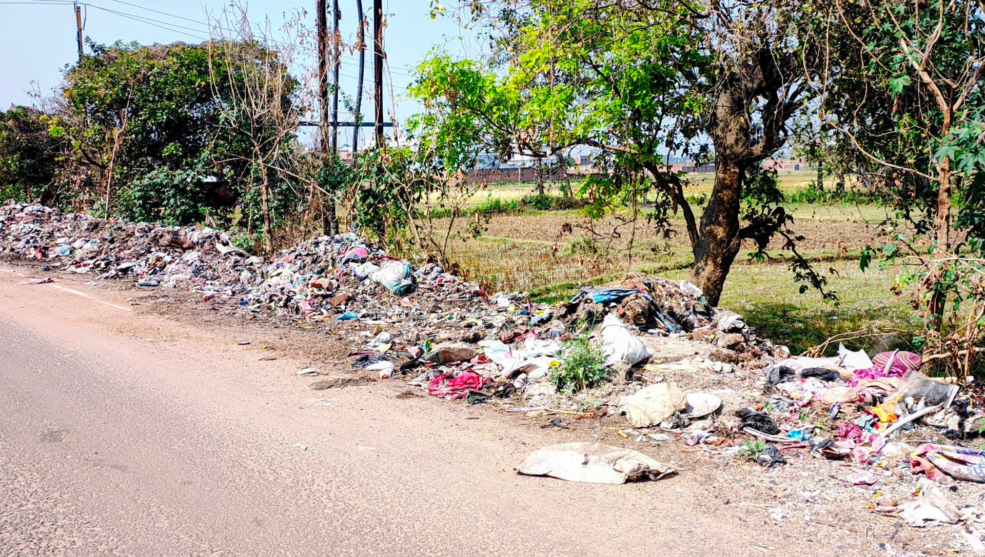 बीएसएनएल टावर चौक के पास सड़क किनारे गंदगी का अंबार, लोग परेशान