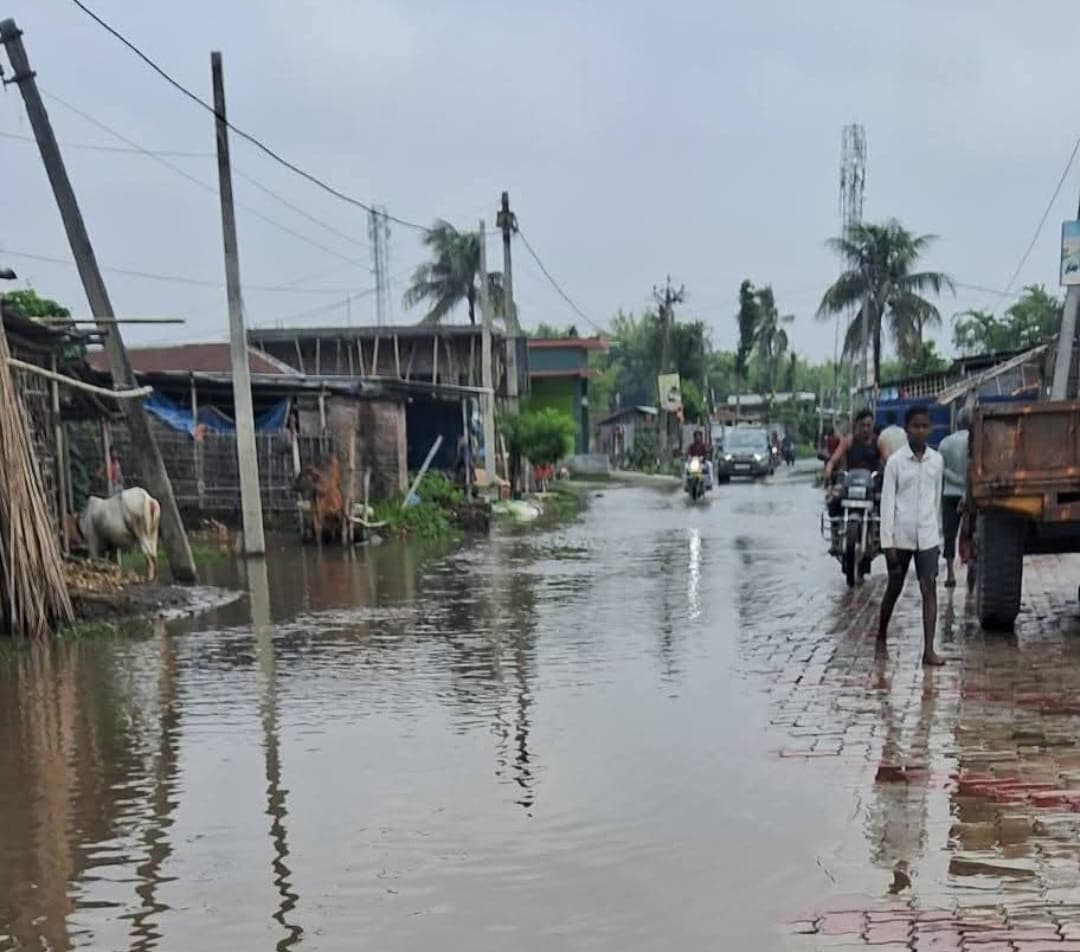 भरगामा बाजार में जलजमाव से परेशानी