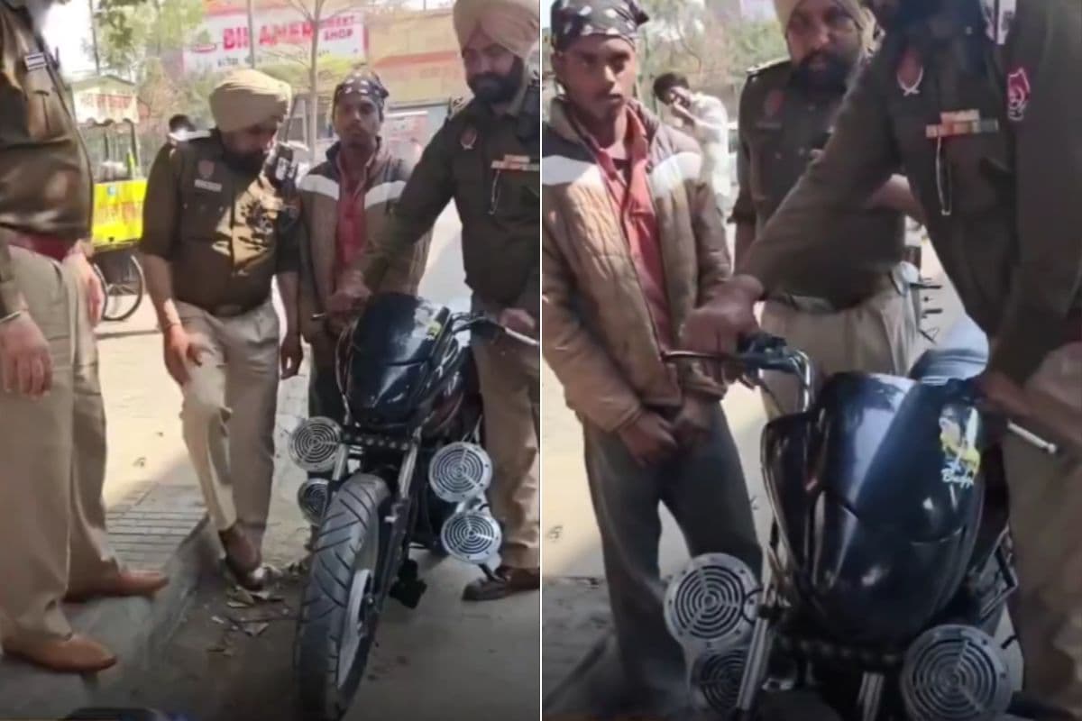 Hero HF Deluxe में लगा दिया ट्रेन वाला हॉर्न, पुलिस ने पकड़कर किया टेस्ट, देखें वीडियो