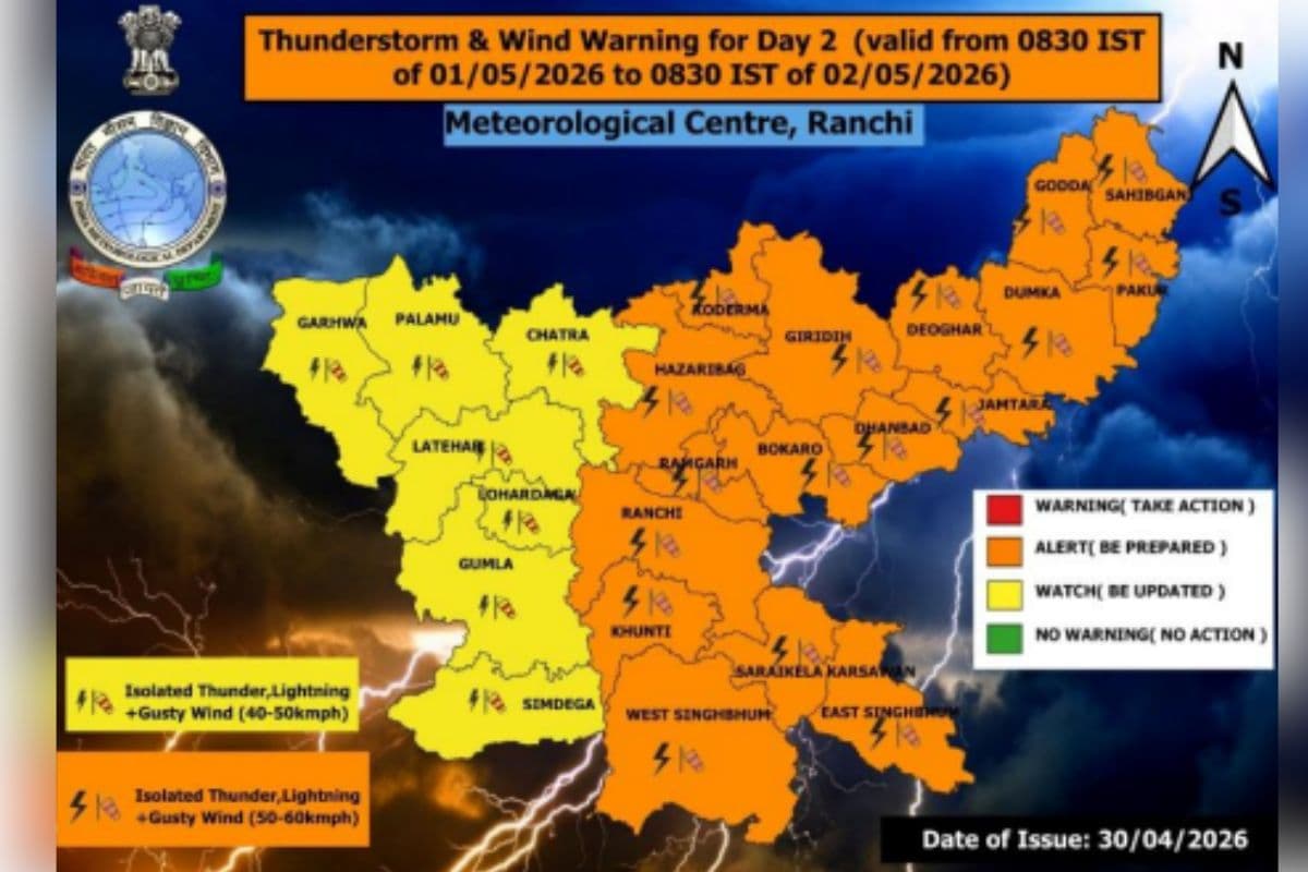 झारखंड में मौसम ने ली करवट, कई जिलों में ऑरेंज अलर्ट 
