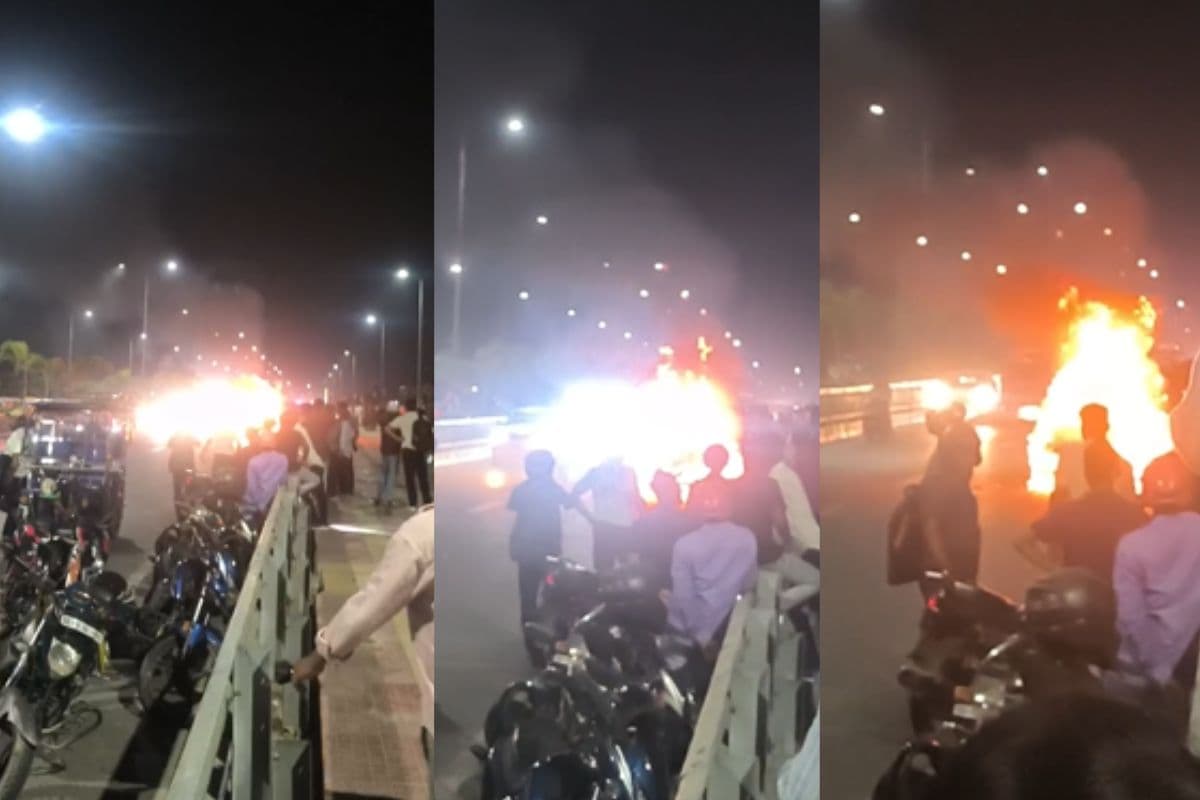 मरीन ड्राइव पर जलकर खाक हुई BMW कार, आग की लपटें देख सहमे लोग, टला बड़ा हादसा