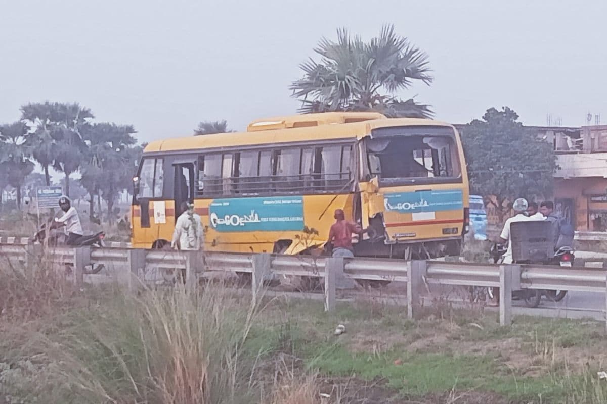 truck collides with school bus